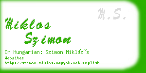 miklos szimon business card